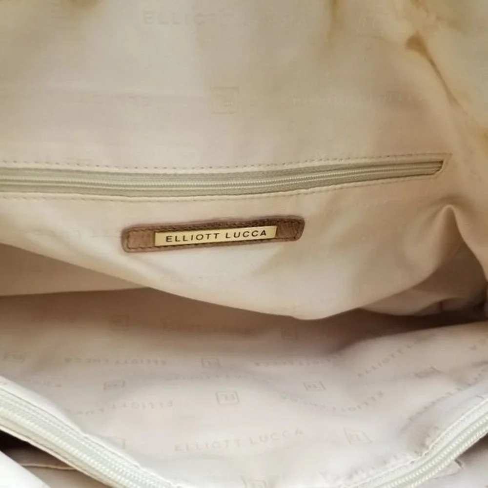 Elliott Lucca Hobo woven‎ Leather Bag Wide shoulder strap gold accents clean